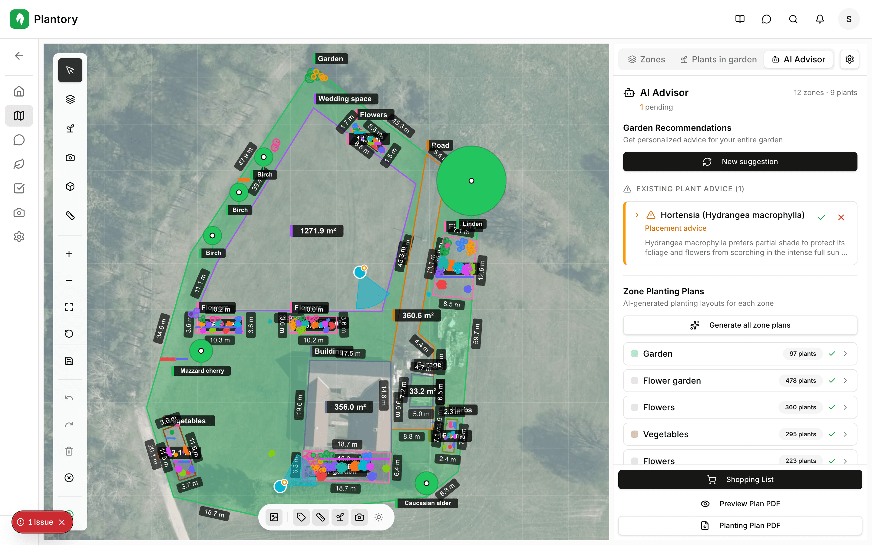 Foto značky umístěné na plátně zahrady